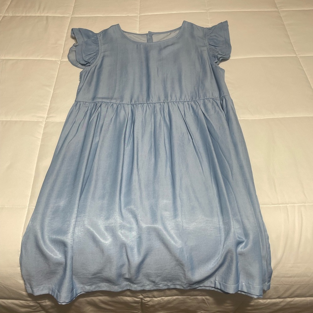 Light Blue Ruffle Sleeve Dress